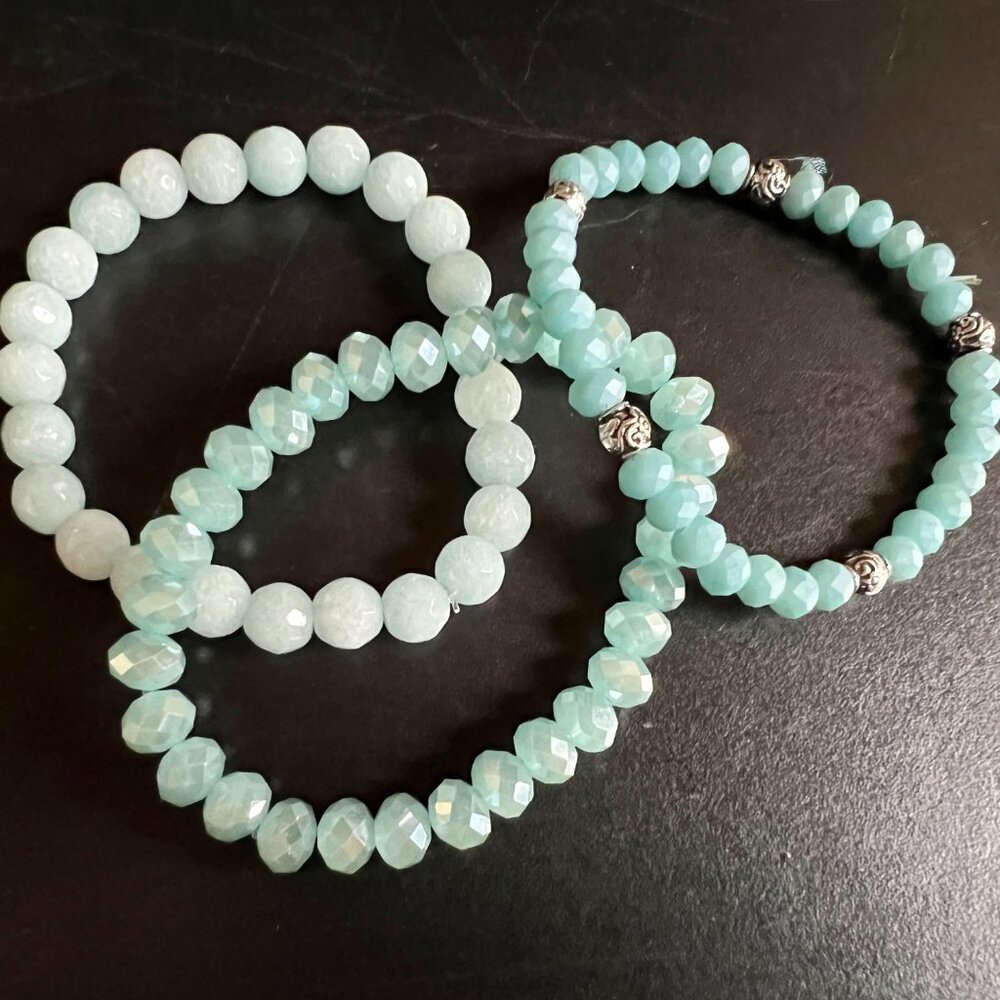 SALE! 3-Piece Set of Blue Stretch Bangles/Bracelets